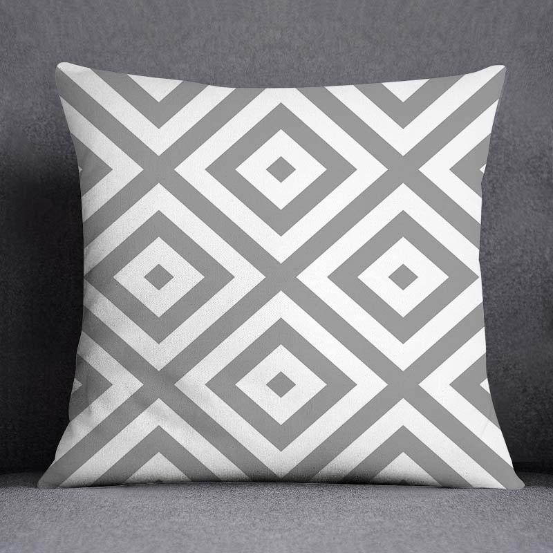 Gray White Cushion Cover Geometric Sofa Pillowcase Home Bedroom Decor
