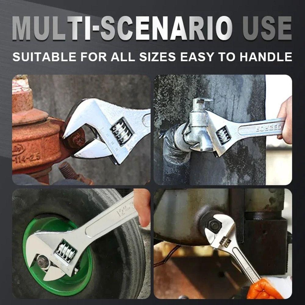 New High-Carbon Steel Adjustable Wrench Large Openin Long Handle Wrench Universal 6-12 Inch Heavy Duty Wrench