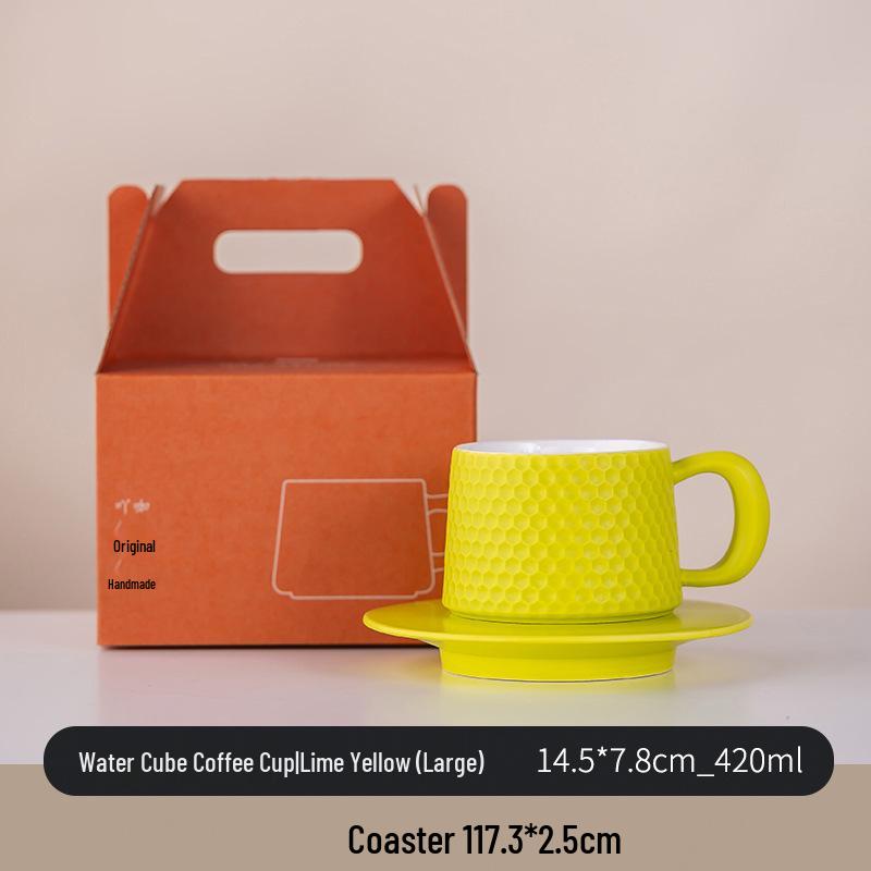 Minimalist Ceramic Coffee Cup & Saucer Set - Light Luxury for Home or Office