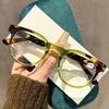 Retro Green Round Frame Reading Glasses for Women Contrast Color Blue Light Blocking Presbyopia Glasses Diopters 0 To +4.0