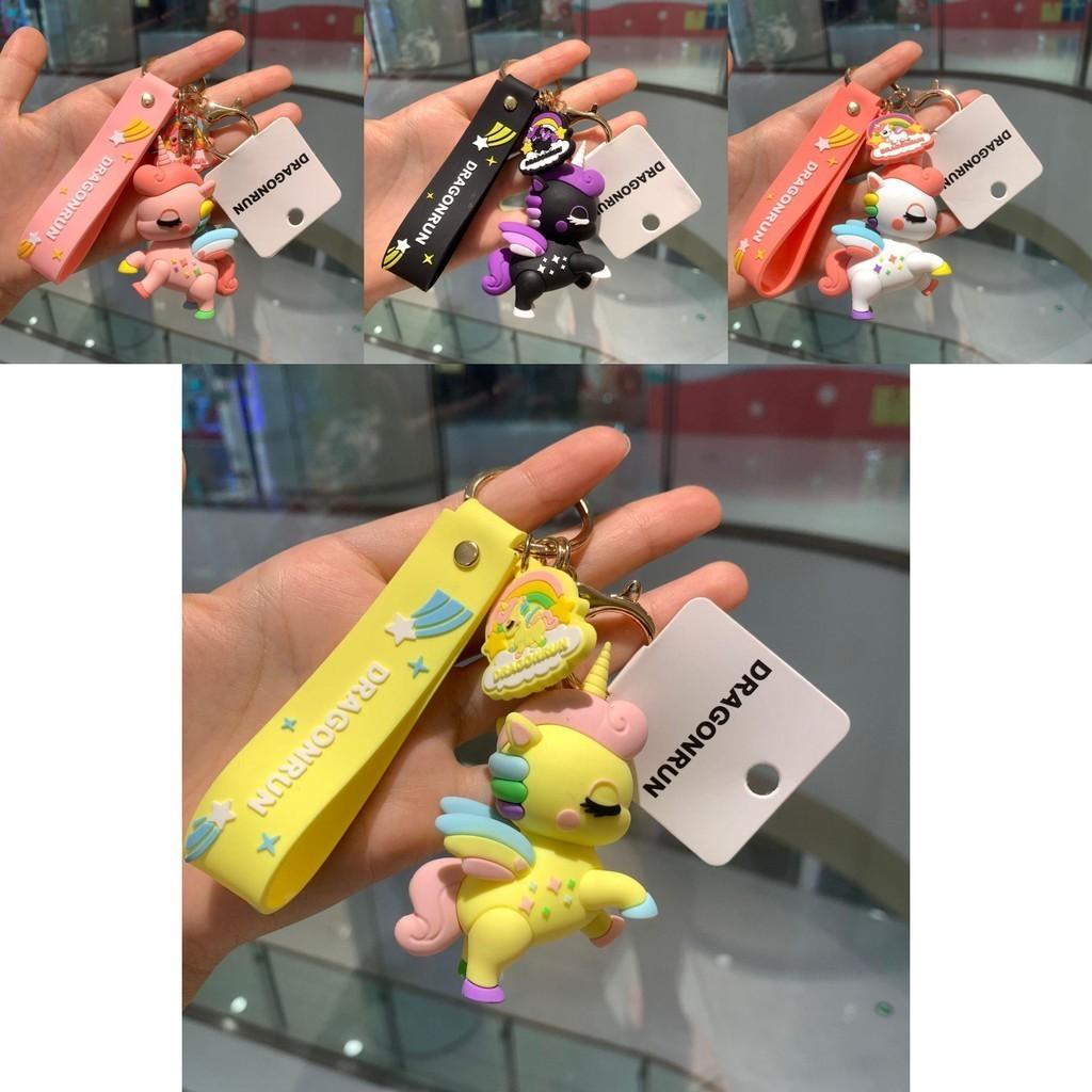 Adorable Unicorn Keychain Cartoon Style Cute Gift Bag Charm For Couples In Pink Metal
