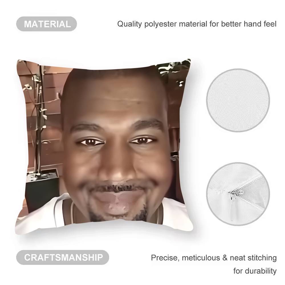 Funny K-Kanyes W-Wests Pillow Case Anti-Dustmite Pillowcase Invisible Zipper Silky Short Plush Sofa Cushion Cover