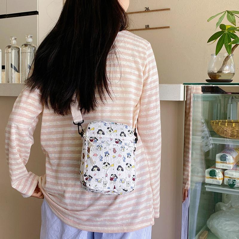Floral Texture Cloth Bag Women's 2025 New Mori Cute Versatile Small Satchel Literary Small Fresh Shoulder Bag