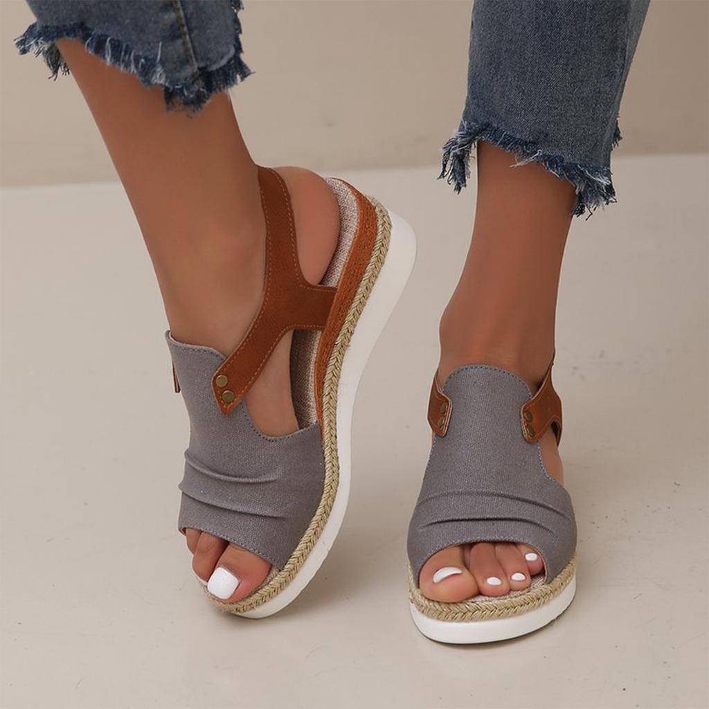 Women Wedge Sandals Open Toe Platform Shoes Lightweight Breathable Retro Style Thick Sole Summer Casual Footwear