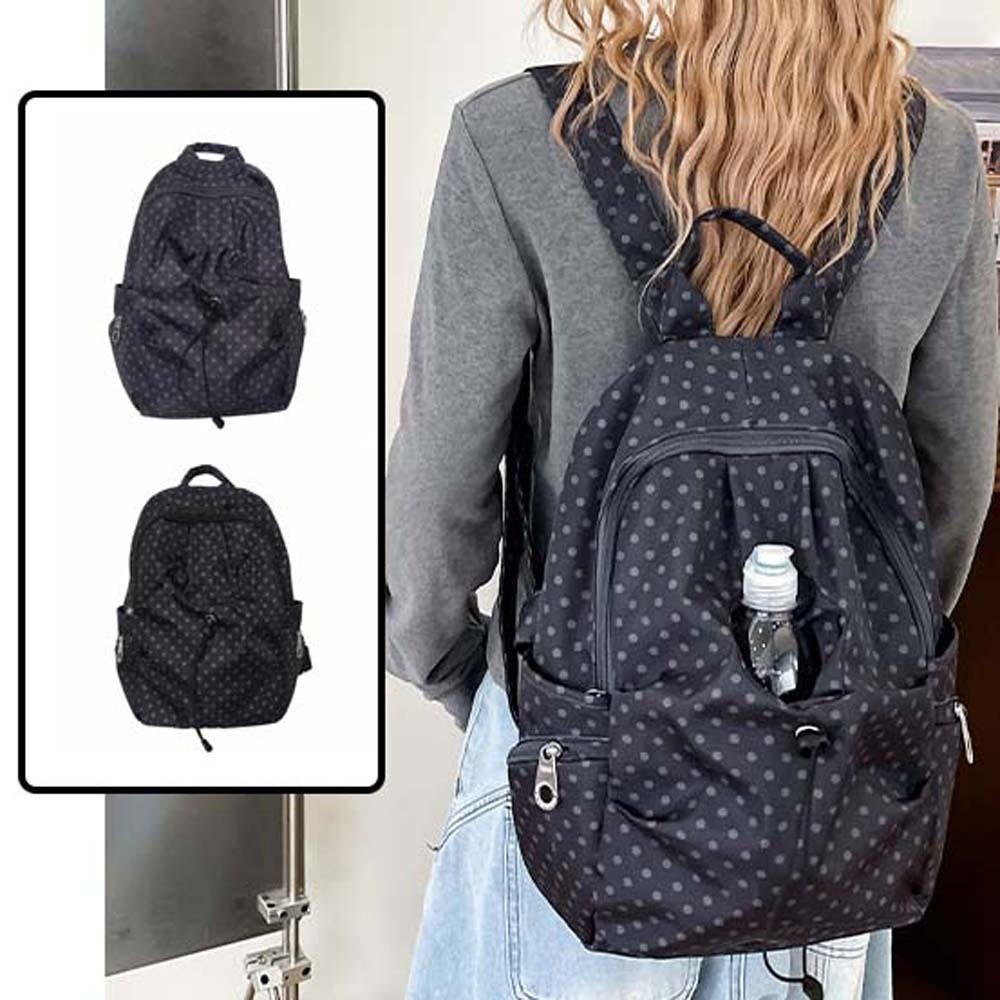 Spacious Student School Bag Lightweight Travel Daypack Polka Dot Nylon Backpack  Frequent Traveler