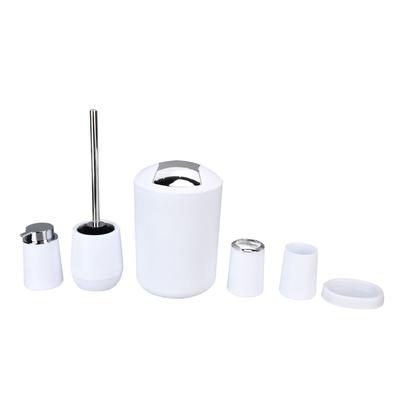 6Pcs Set Bathroom Accessories Set Electroplating Toothbrush Holder Trash Can Kit for HomeWhite