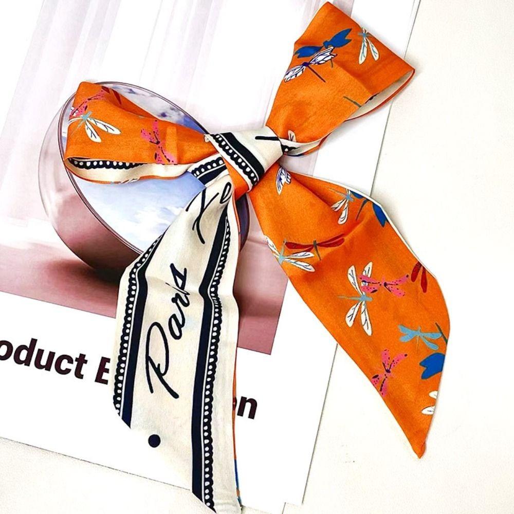 dacron Mid-Autumn Festival gift box scarf Headband Floral Skinny Scarf  Gift Packed