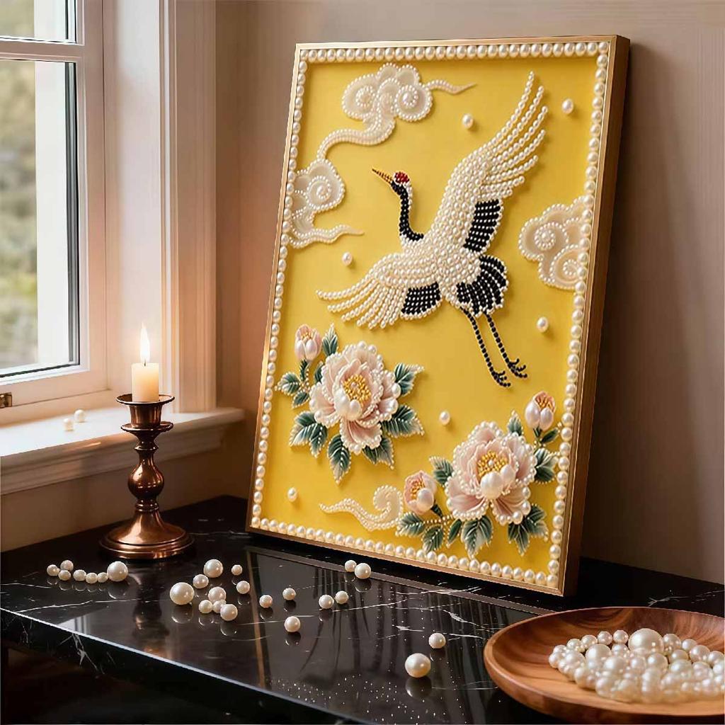 DIY Swan Pearl Art Painting for Home Wall Decor Pearl Gem Paintings Picture Arts Craft  for Adults/Beginners Gift Idea Home Decor Without Frame