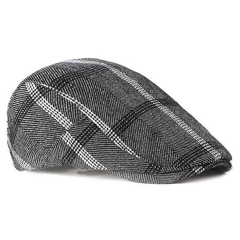 MIMIGO Men's Plaid Newsboy Gatsby Hat Vintage Beret Flat Ivy Cabbie Driving Hunting Cap for Boyfriend Gift 3 Colors