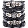 1 Mode-Armband Wikinger-Armband Für Männer Handgelenk-Armbänder Geflochtenes Totenkopf-Hand-Schmuckstück Verstellbares Leder-Set-Armband Für Leder