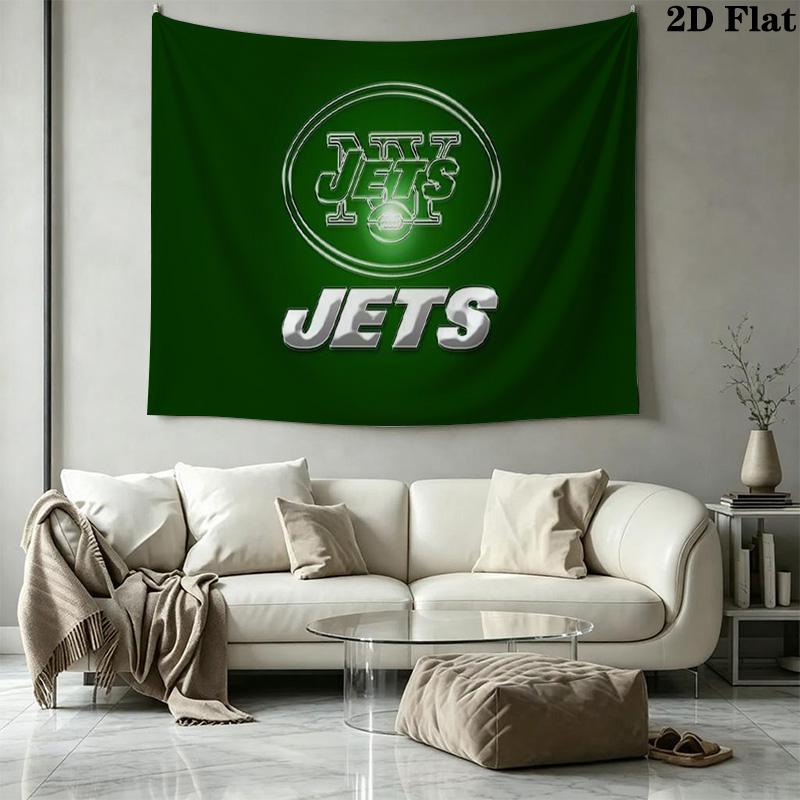 New york jets Logo Wall Tapestry Aesthetic Wall Hanging Printed Fabric Blanket Decorative Tapestries for Bedroom Living Room Home Decor