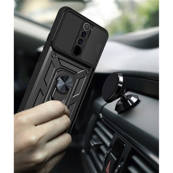 Coque de Protection - Xiaomi - Redmi 9 - Noir - Antichoc - Support de bague 360°