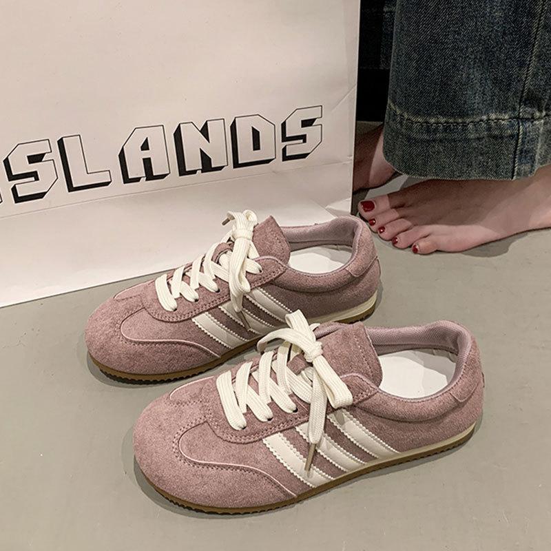 

Women s shoes spring 2025 new flat-soled sports shoes lightweight casual soft-soled single shoes striped 40