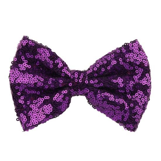 Hairpin Safety Rounded Corner Clip with Burr-Free Metal Spring Bow Shape Shiny Sequin Decoration Hairpin Children Sparkling Hair Accessory