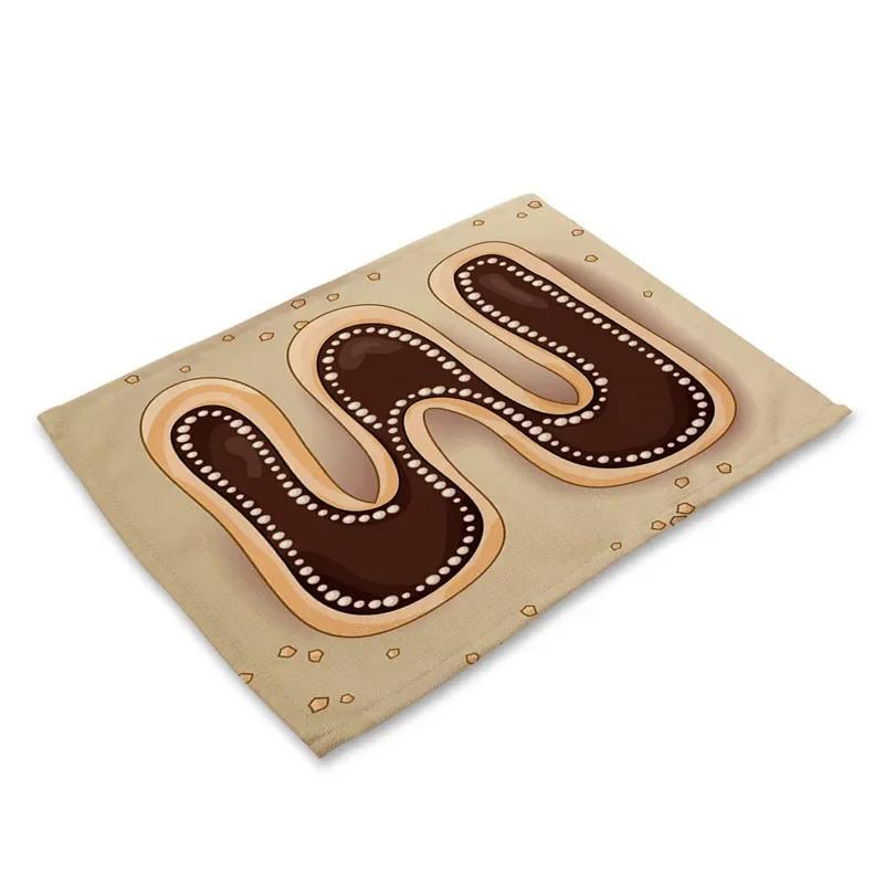 45X30cm Letter Pattern Kitchen Placemat Dining Table Mats Tea Coaster Cotton Linen Pads Bowl Cup Mats for Home Decor Gifts