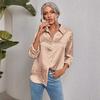 Womens Spring Summer Lapel Button Up Leopard Print Jacquard Shirt Elegant Commuter Long Sleeve Shirt