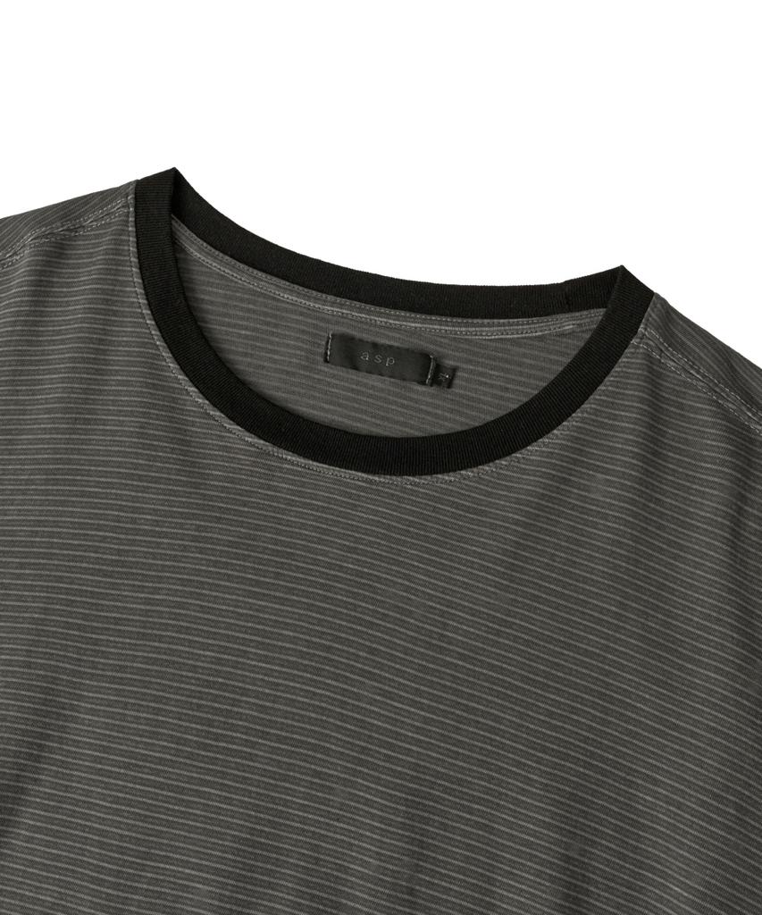 ASP Pigment Dyed Stripe Short Sleeve T-Shirt - Mid Grey