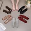 Square Head Flat Bottom Sandals Women's Summer Outer Wear Hollow Bag Bag Heel Jelly Shoes Beautiful Small Heel Shallow Mouth Fashion Shoes