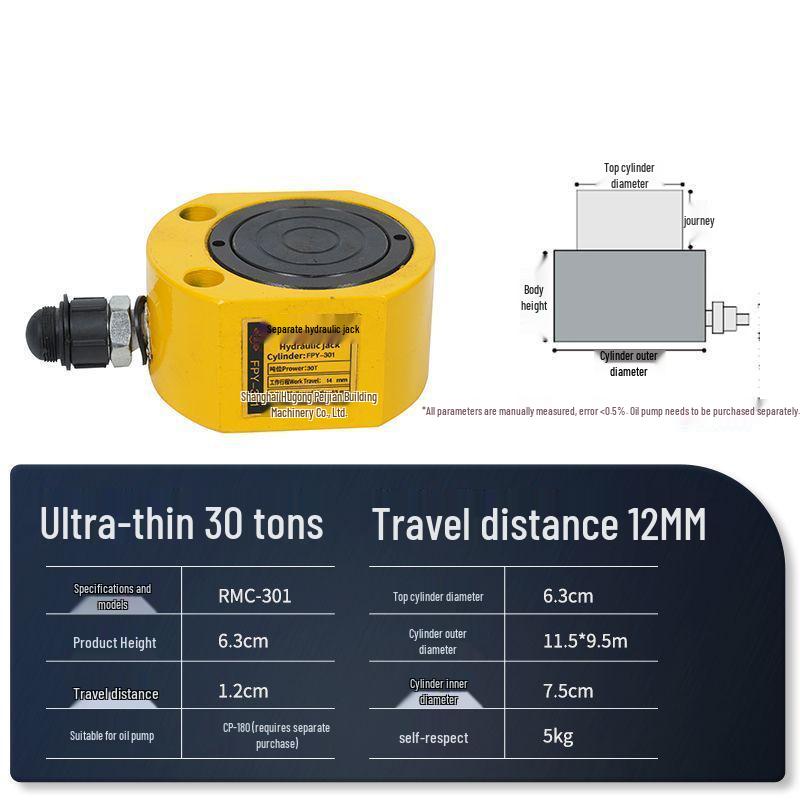 Split Ultra-Thin Hydraulic Cylinder: 5T, 10T, 20T, 30T, 50T, 100T - Extended and Short Types