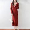 Women Sweater Dress 100% Wool MODERN NEW SAGA U-neck Knit Long Pullover Winter Jumpers Wool Long Dress Female