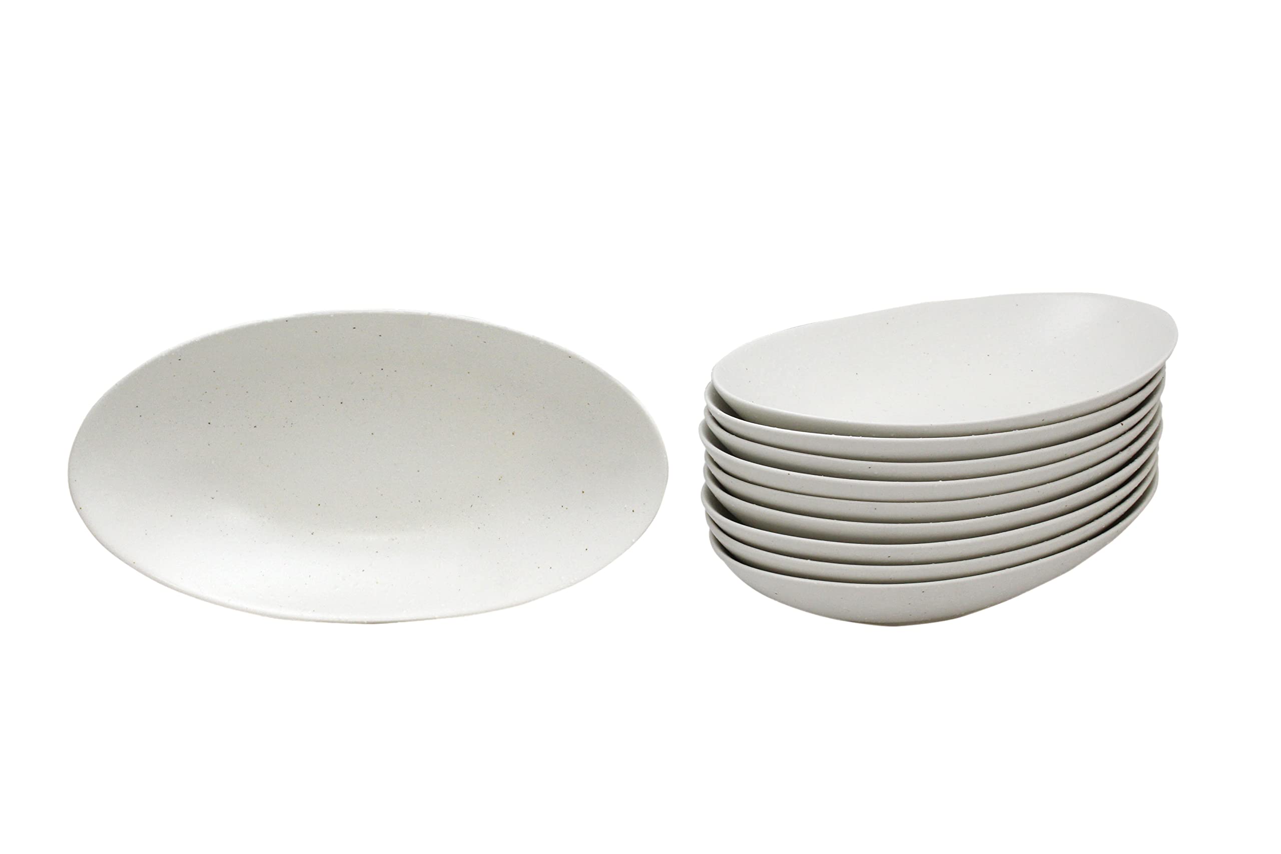 

Mino Ware Japanese Cafe Series [Compote Plates] White Bizen, Set of 10 (Size: 23.8cm H x 12.8cm W x 4.2cm D)