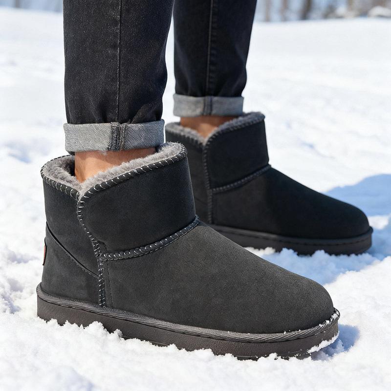 Frosted leather snow boots men's outdoor cold-resistant and non-slip winter piled thickened warm Northeast high-top large cotton boots shoes