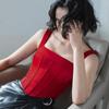 Sexy Satin Boned Corset Top For Women Summer Sleeveless Backless Square Collar Cropped Tops Club Party Tunic