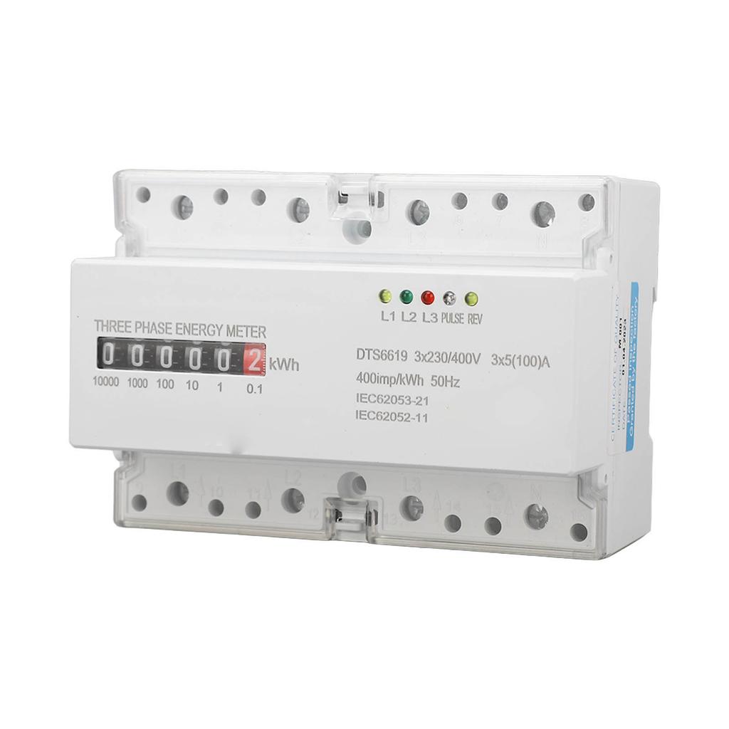 Electric Meter Din Rail 3 Phase 4 Wire KWh Energy Electricity Power Consumption Wattmeter 230V 400V