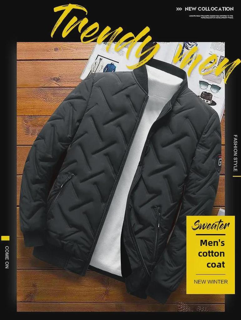 2024 Herren Trendige Stehkragen Baumwolljacke, Leicht & Warm Herbst/Winter Oberteil