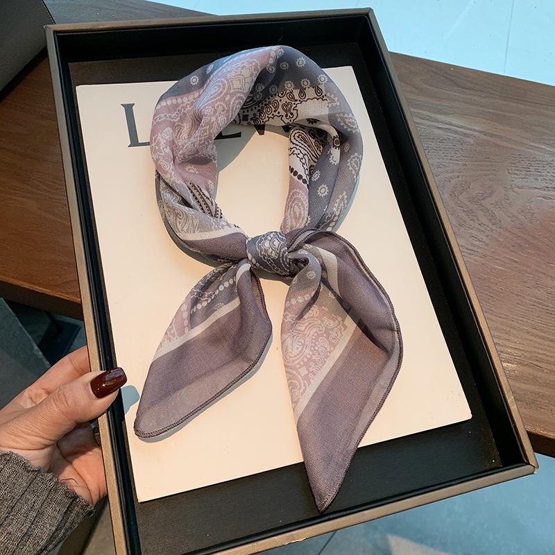 Cashew small square scarf silk scarf women's spring and autumn summer headscarf headband Korean version printed cotton and linen scarf decorative scar