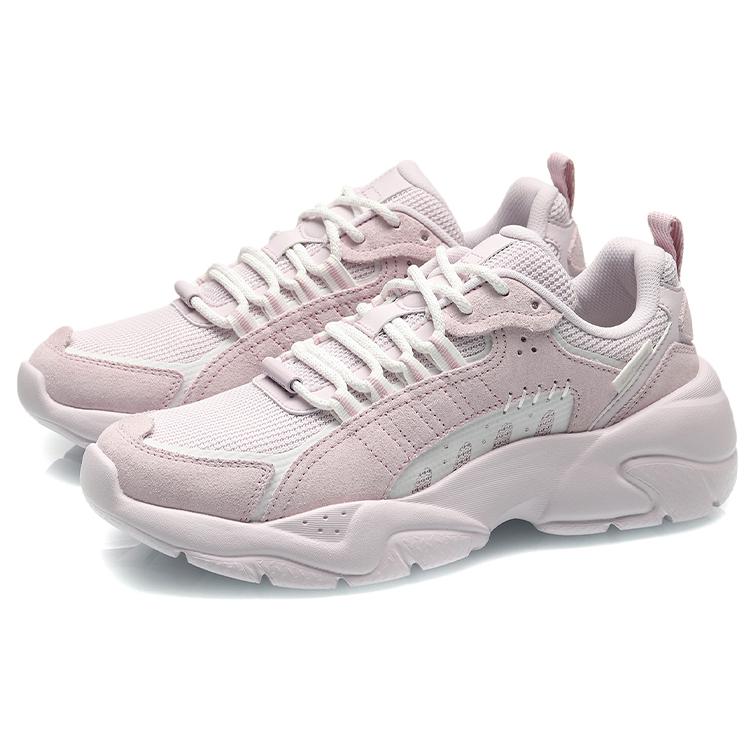 Li Ning Moonchaser Cushioning Slip Resistant Abrasion Resistant Low top Sports Casual Shoes Women's Pink White AGLQ248-2