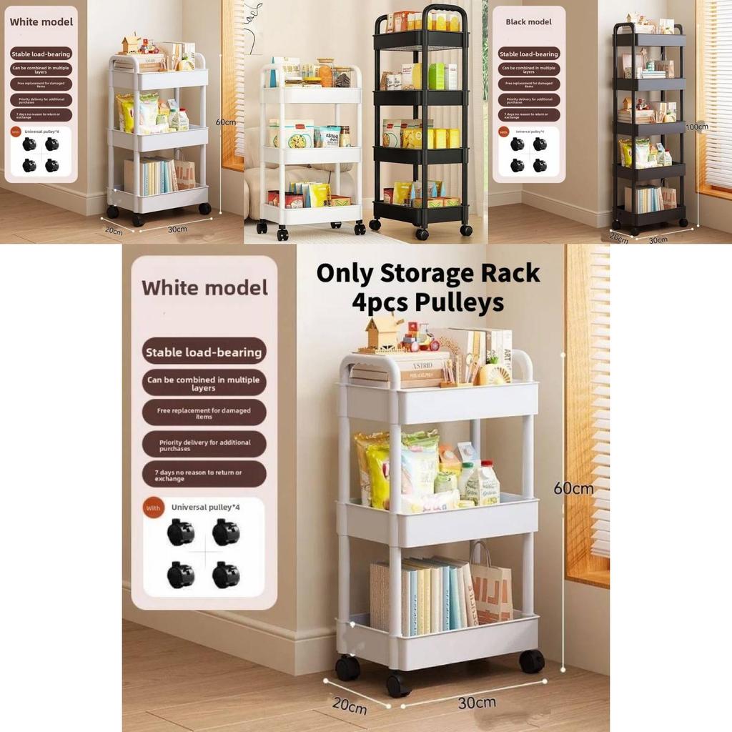 Mały wózek do przechowywania z składanymi, obrotowymi, mobilnymi półkami do organizacji kuchni i sypialni