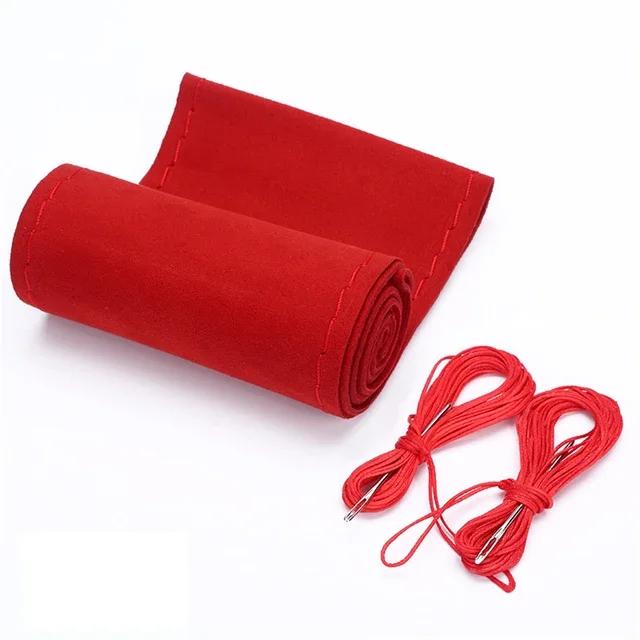 38cm Suede DIY Steering Wheel Cover Genuine Leather Braided Car Steering Wheel Pad Liner Protection Cover Anti Slip Interior