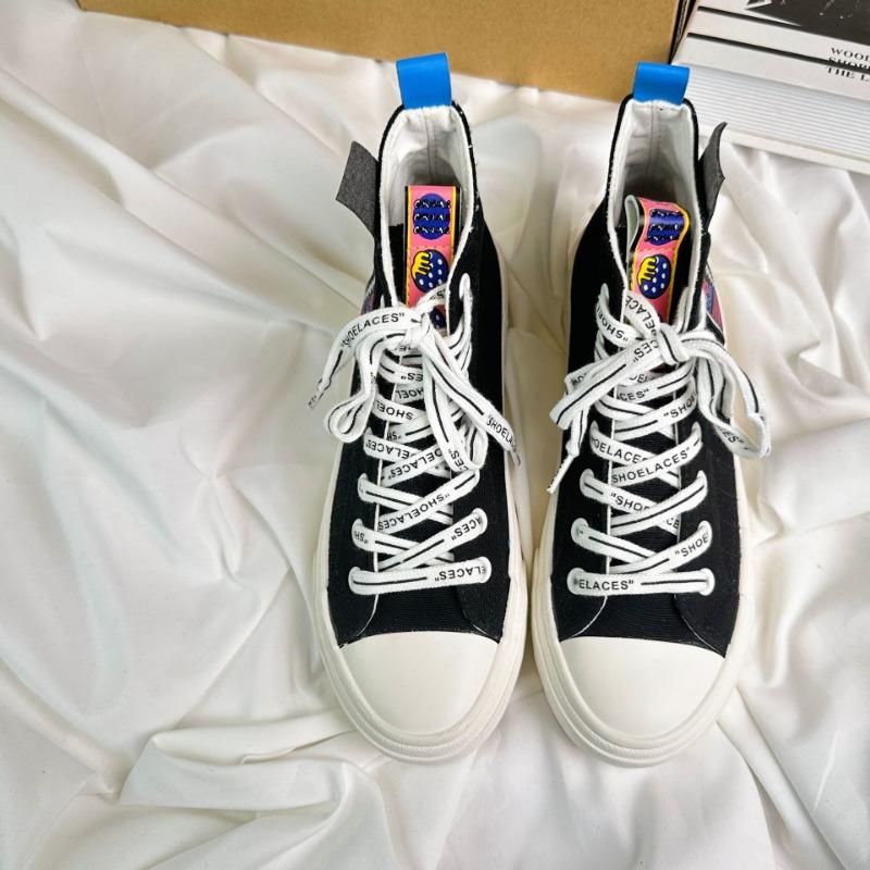 High-top canvas shoes women's autumn new thick-soled versatile comfortable flat-soled casual shoes board shoes
