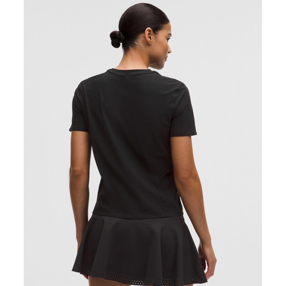 Lululemon Women S Ventilated Short Sleeve tenniS Shirt Black