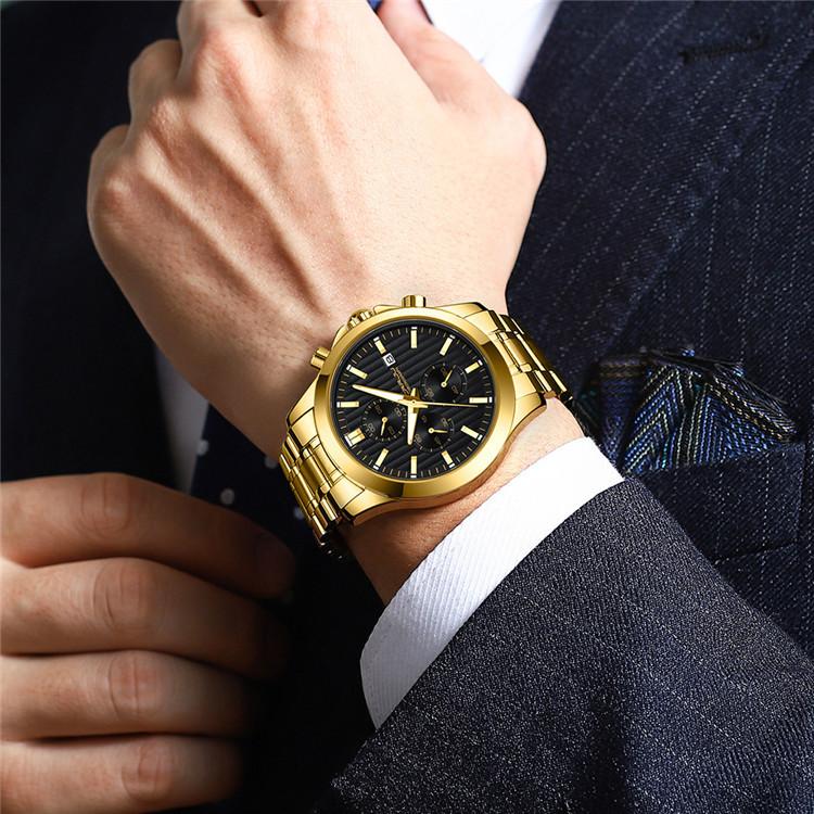 CRRJU New Watch 2310 Men's Watch Solid Stainless Steel with Simple Business Watch Atmosphere