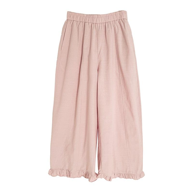 Plus size cotton Vintage high Waist Casual loose spring Summer wide leg Pants Women Trousers