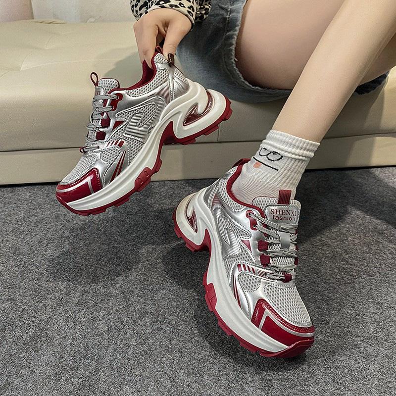Breathable Mesh Thick-soled Dad Shoes, Women's Small Height Increase with Skirt, New Casual Sports Shoes In Summer 2025