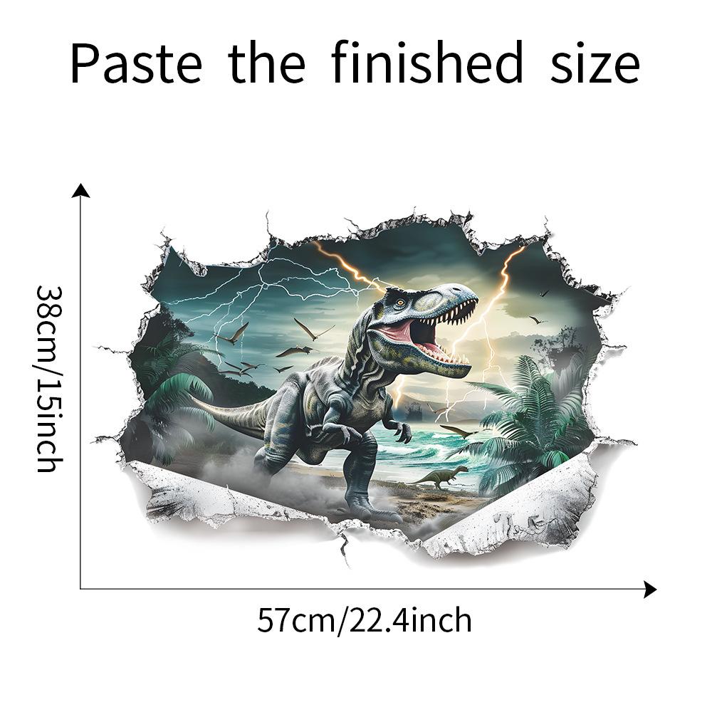 Cartoon Realistic Dinosaur Breaking Through Wall Self Adhesive Wall Sticker for Kids Room Kindergarten Decor