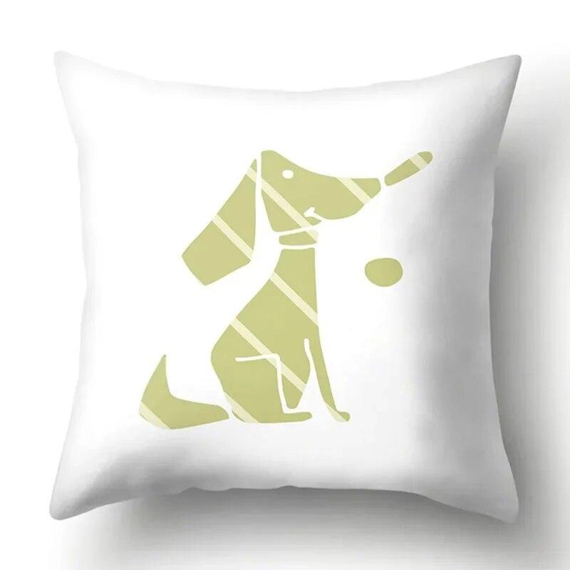 Simple Plaid Animal Pillowcase Puppy Cat Giraffe Pillowcase Children's Room Home Decoration Living Room Sofa Cushion Cover