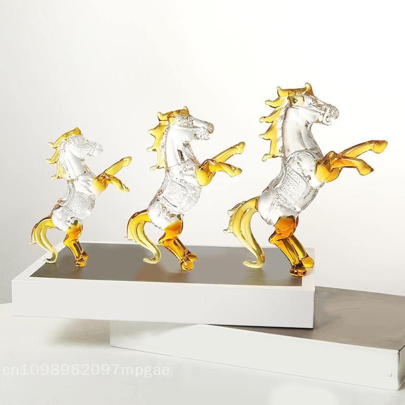 1-Piece Colorful Glass Cartoon Horse Statue | Crystal Art Figurine Standing Animal Decor, 2026 Zodiac Horse Feng Shui Ornament