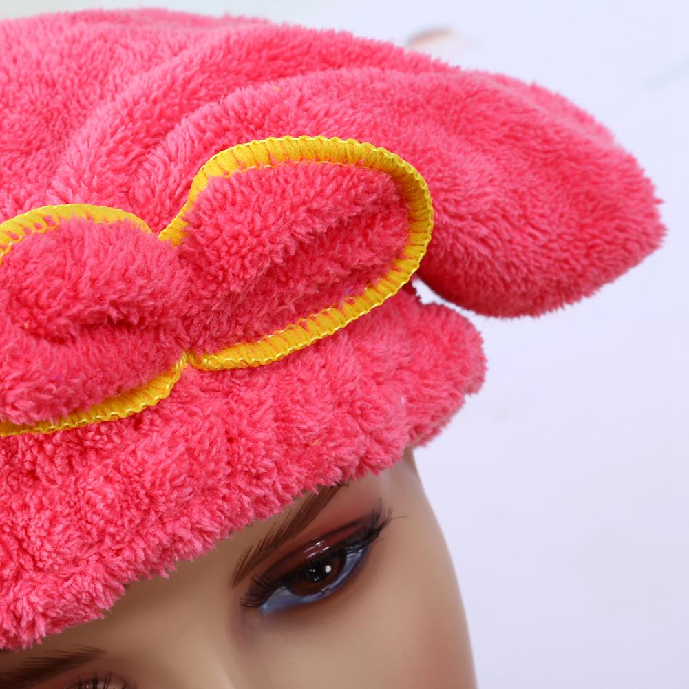 Quick Dry Cute Women Microfiber Hair Drying   Wrap Tower Hat Accessory For Bath(yellow)