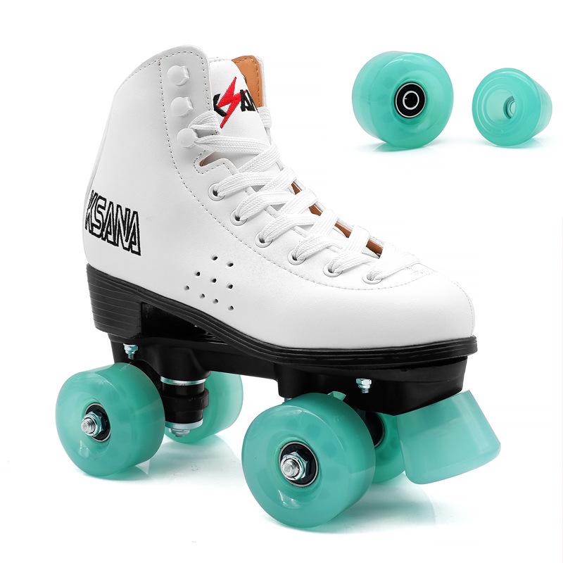 Double-Row Roller Skates with Translucent High-Elastic PU Jelly Wheels