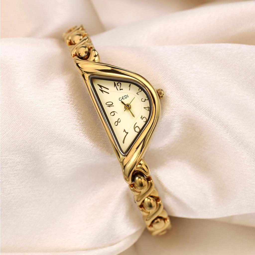 Mid-Century High-End Temperament Creative Alloy Quartz Watch Light Luxury Retro Niche High-Value Women'S Watch