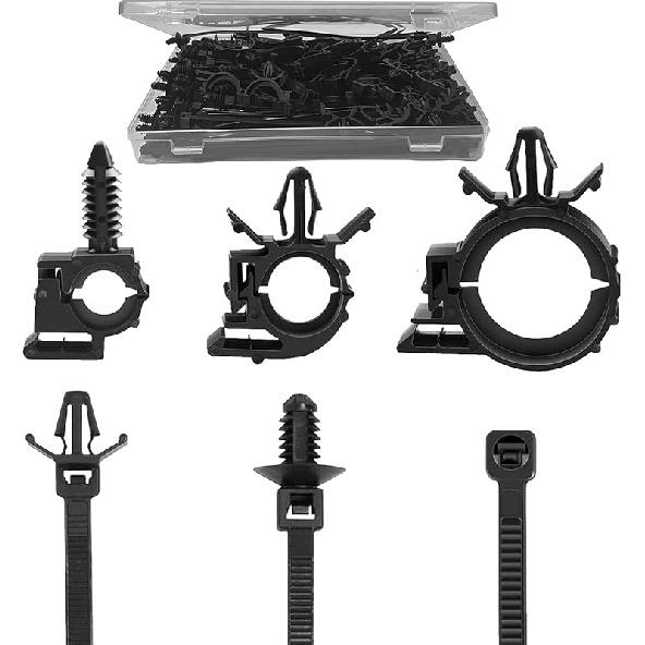 180Pcs Wire Loom Clips For Car Push Mount Zip Ties Assorted Sizes Automotive Fuel Line Cable Ties 6 Inch Wire Holder For Car Zip Ties Anchors Screw