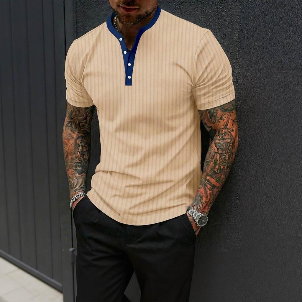 Men's High Stretch Ribbed Knit Stand Collar Shirt: Workout, Casual & Stylish
