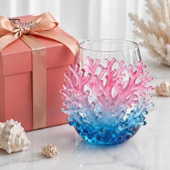 Novedad Vaso de Agua y Jugo con Base de Pulpo, Copa de Vino sin Tallo, Impresión 3D de Animal Marino, Cristalería con Temática Oceánica para Bar, Cristal de Borosilicato, para Cócteles