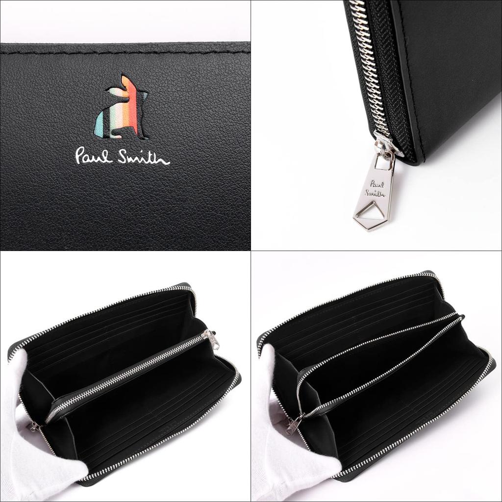 Paul Smith Round Marquetry Stripe Rabbit Leather Wallet with Coin Genuine Stylish Perfect for New Beginnings or Employment No Purse, Leather, Women's,