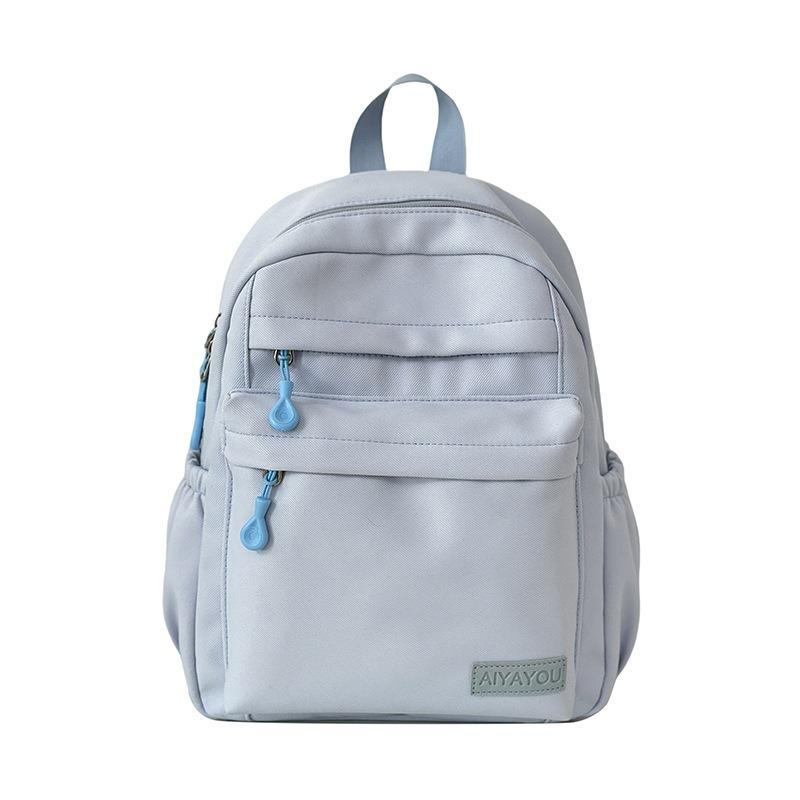 Leisure campus solid color high school student schoolbag new small fresh nylon travel backpack outside