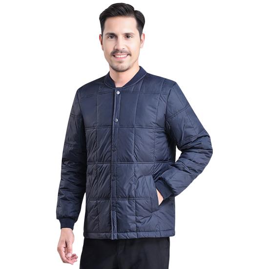 Giacca Piumino da Uomo Autunno Inverno Collo Alto Manica Lunga Velluto Ispessito Cappotto di Cotone con Tasche Tinta Unita Trapuntato Capispalla